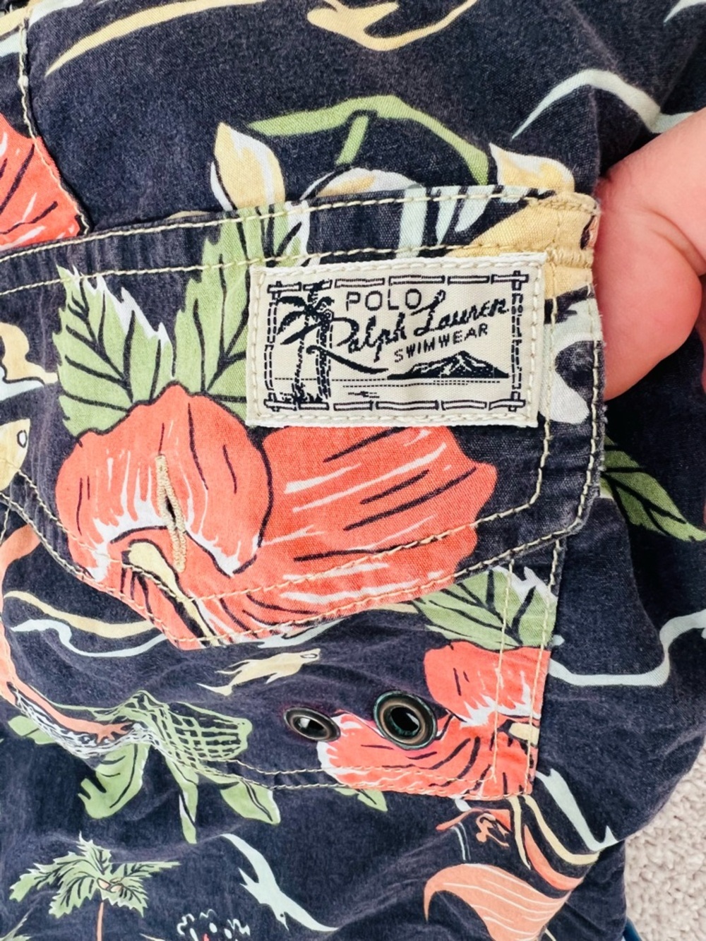 Ralph Lauren Navy Floral & Coral Swim Shorts men’s XXL - Picture 5 of 7